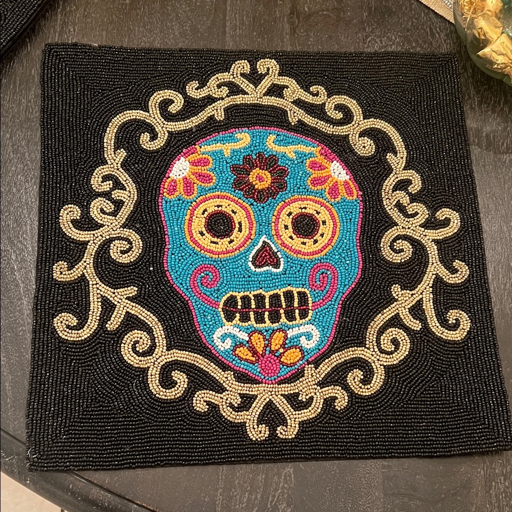 Beaded Sugar Skull Decor x4